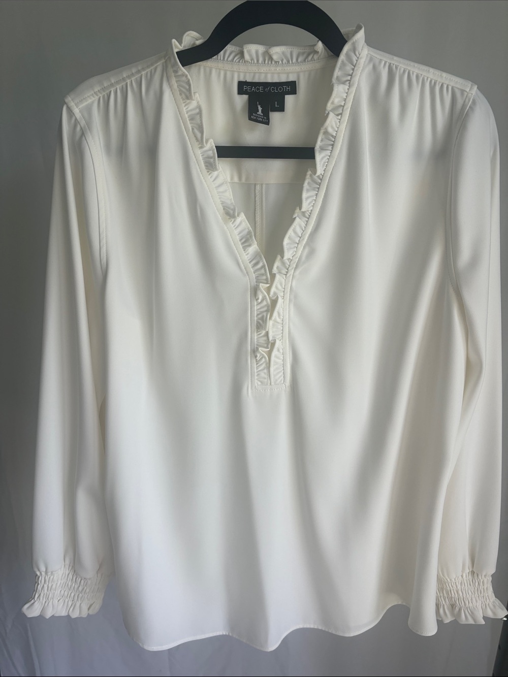 Peace of Cloth Cream Ruffle V-Neck Blouse